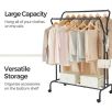 Minimalistic 2 Rod Wheeled  Laundry Sorter Clothing Rack in Black