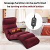 Folding Multi-Position Sofa Bed Lounger Chair with Massage Pillow in Dark Red