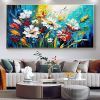 Handmade Oil Painting Canvas Wall Art Decor Original Colorful Blooming Flower painting Abstract Floral Painting for Home Decor - 75X150CM