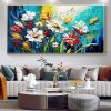 Handmade Oil Painting Canvas Wall Art Decor Original Colorful Blooming Flower painting Abstract Floral Painting for Home Decor - 150X220cm