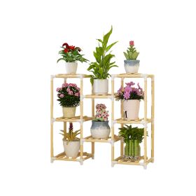 Wooden Multi-Tiered Plant Stand Perfect for Indoor and Outdoor Flower Display - A6