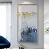 Handmade Gold Foil Abstract Oil Painting Top Selling Wall Art Modern Blue Color Picture Canvas Home Decor For Living Room No Frame - 150x220cm