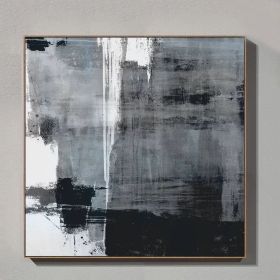 100% Handmade Abstract Oil Painting Wall Art Modern Minimalist Black and White Picture Canvas Home Decor For Living No Frame - 150x150cm