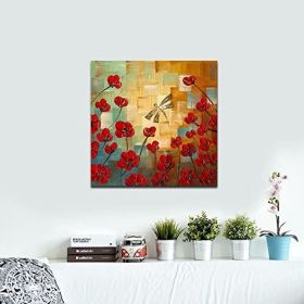 Handmade Abstract Oil Painting Top Selling Wall Art Modern Flowers Landscape Picture Canvas Home Decor For Living Room Bedroom No Frame - 90x90cm