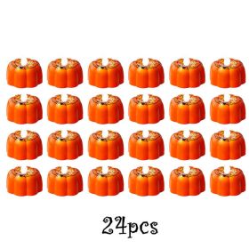 12/24pcs Halloween Pumpkin Candle Light Pumpkin Lantern Lamp Ornaments Ghost Festival Props Halloween Party Supplies Home Decor - 24pcs Type B - China