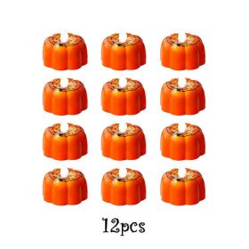 12/24pcs Halloween Pumpkin Candle Light Pumpkin Lantern Lamp Ornaments Ghost Festival Props Halloween Party Supplies Home Decor - 12pcs Type B - China