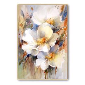 100% Hand Painted Abstract White Flower Oil Painting On Canvas Wall Art Frameless Picture Decoration For Live Room Home Decor - 50x70cm