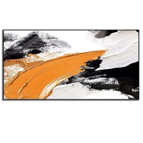 Home Decoration Hanging Painting Hand-painted Oil Painting Abstract Knife Painting Yellow Blocky Outline Picture Canvas Painting - 50x100cm