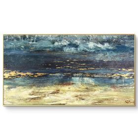 Gold Foil Texture Wall Art Picture 100% Hand Painted Modern Abstract Oil Painting On Canvas For Living Room Home Decor No Frame - 50x100cm