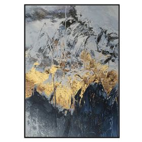 Best Art  Blue Gray Yellow Abstract Gold Foil Oil Painting Canvas Handmade Painting Home Decor Oil Painting Artwork No Frame - 50x70cm