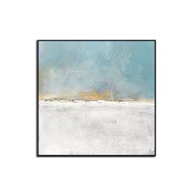 Abstract Flowing Color Canvas Painting Nordic Baby Blue Poster Print Unique Wall Art Pictures for Living Room Bedroom Home Decor - 70x70cm