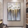 Foil golden flowers hand painted oil painting on canvas abstract large painting wall picture for home office decor - 100x150cm