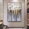 Foil golden flowers hand painted oil painting on canvas abstract large painting wall picture for home office decor - 150x220cm