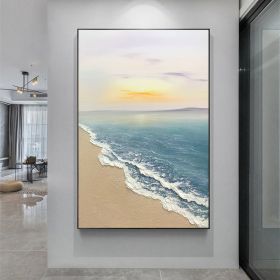 Hand painted oil painting sunrise seascape sailboat home decoration wall art canvas hanging painting - 100x150cm