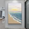 Hand painted oil painting sunrise seascape sailboat home decoration wall art canvas hanging painting - 150x220cm