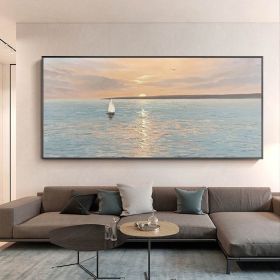 Artist Handpainted Modern Canvas Oil Painting Interior Home Decoration Painting Morning Sea Art Painting Rimless - 100x150cm