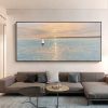 Artist Handpainted Modern Canvas Oil Painting Interior Home Decoration Painting Morning Sea Art Painting Rimless - 75x150cm