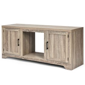 65 Inch Media Component TV Stand with Adjustable Shelves - Wood color