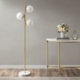 3-Globe Light Floor Lamp with Marble Base - as Pic