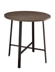 1pc Round Counter Height Table Gray Metal Finish Rustic Industrial Style Furniture