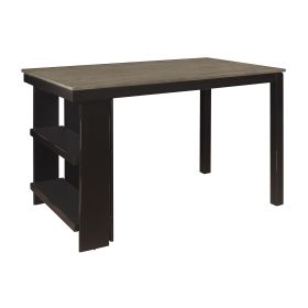 Gray Black Finish Counter Height Table Base with Built-in Shelves Casual Dining Kitchen Furniture 1pc