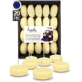 Hyoola 1.75 inch Round Unscented Ivory European Made Floating Candles, Paraffin Wax with Cotton Wicks, 20-Pack - Hyoola