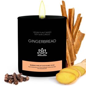 Soy Wax Candle in Glass Jar Gingerbread Cinnamon Clean Burn up to 80 Hours Handmade in USA Natural and Safe by Relaxcation 10 oz - RELAXCATION