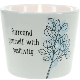 Pavilion Gift Company Surround Yourself with Positivity Tranquility Soy Wax Stoneware Vessel Single Wick Candle, White, 8oz (27102) - Pavilion Gift