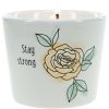 Pavilion Gift Company Stay Strong Tranquility Soy Wax Stoneware Vessel Single Wick Candle, 8oz, White (27100) - Pavilion Gift