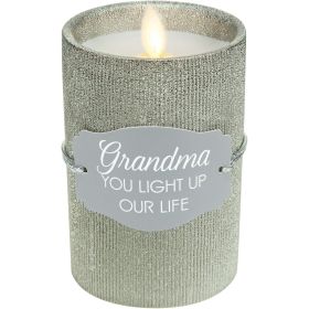 Pavilion Gift Company -Grandma-Realistic LED Flame Candle, Silver 99124 - Pavilion Gift