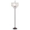 Elegant Sheer Shade Floor Lamp w/ Hanging Crystal LED Bulbs - Brown