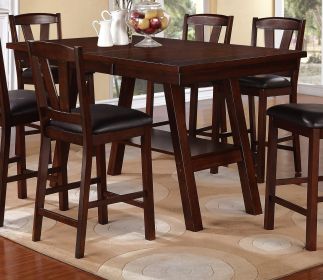 Dining Table Rectangle Dining Table w Shelve 1pc Counter Height Table Only Rubber wood Dark Walnut Finish Dining Room Furniture