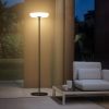 Outdoor Rattan Solar Powered Floor Lamp IP65 Waterproof LED Light for Garden Yard Terrance Patio - black