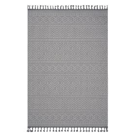 NAAR Guros Collection 4X6 White /Geometric Indoor/Outdoor Area Rug - as Pic