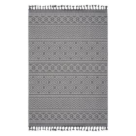 4X6 Grey/White /Geometric Indoor/Outdoor Area Rug - as Pic