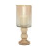 DecMode Gold Glass Handmade Turned Style Pillar Hurricane Lamp with Faux Mercury Glass Finish - DecMode