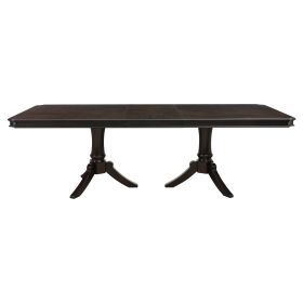 Double Pedestal Base Dark Cherry Finish 1pc Dining Table with Extension Leaf Wooden Furniture 96-inch Table