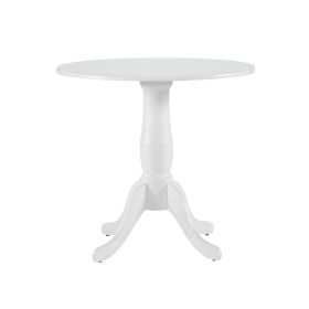 White Finish 1pc Round Table Wooden Pedestal Base Casual Farmhouse Style Kitchen Dining Room Furniture