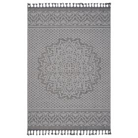 4X6 Gray/White /Medallion Indoor/Outdoor Area Rug - as Pic