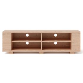 Wooden TV Stand with 8 Open Shelves for TVs up to 65 Inch Flat Screen - Natural