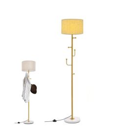 Freestanding Tall Pole Floor Lamp with Coat Rack - Gold - Style A