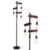 Farmhouse Tree Floor Lamp;  68 Inch 3 Lights Wood Standing Lamp - Black