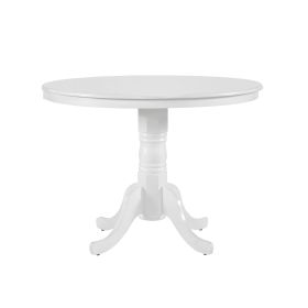 White Finish Round Dining Table 1pc Farmhouse Style Wooden Furniture Casual Dining Kitchen Breakfast Nook