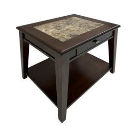 Classic Design Cherry Finish Wooden End Table with Drawer and Bottom Shelf 1pc Living Room Furniture Side table