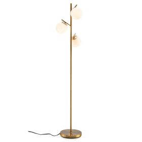 3-Globe Floor Lamp with Foot Switch and Bulb Bases - Golden