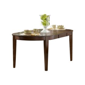 Contemporary Style 1pc Oval Dining Table with Self-Storing Butterfly Leaf Dark Oak Finish Wooden Dining Furniture