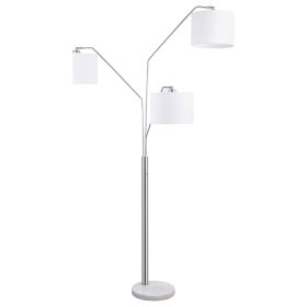 White and Stain Nickel Trio Drum Shade Floor Lamp - as Pic