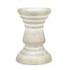 Stonebriar Tabletop 6" Coastal Wood Pillar Candle Holder, Off-White - STONEBRIAR