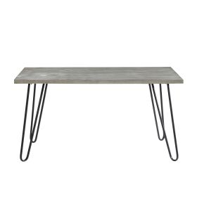 Modern Sleek Design Dining Table 1pc Light Gray Wooden Top Black Finish Metal Legs Dining Furniture