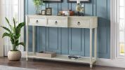 TREXM Console Table Sofa Table with Drawers for Entryway with Projecting Drawers and Long Shelf (Antique White, OLD SKU: WF189574AAK) - as Pic